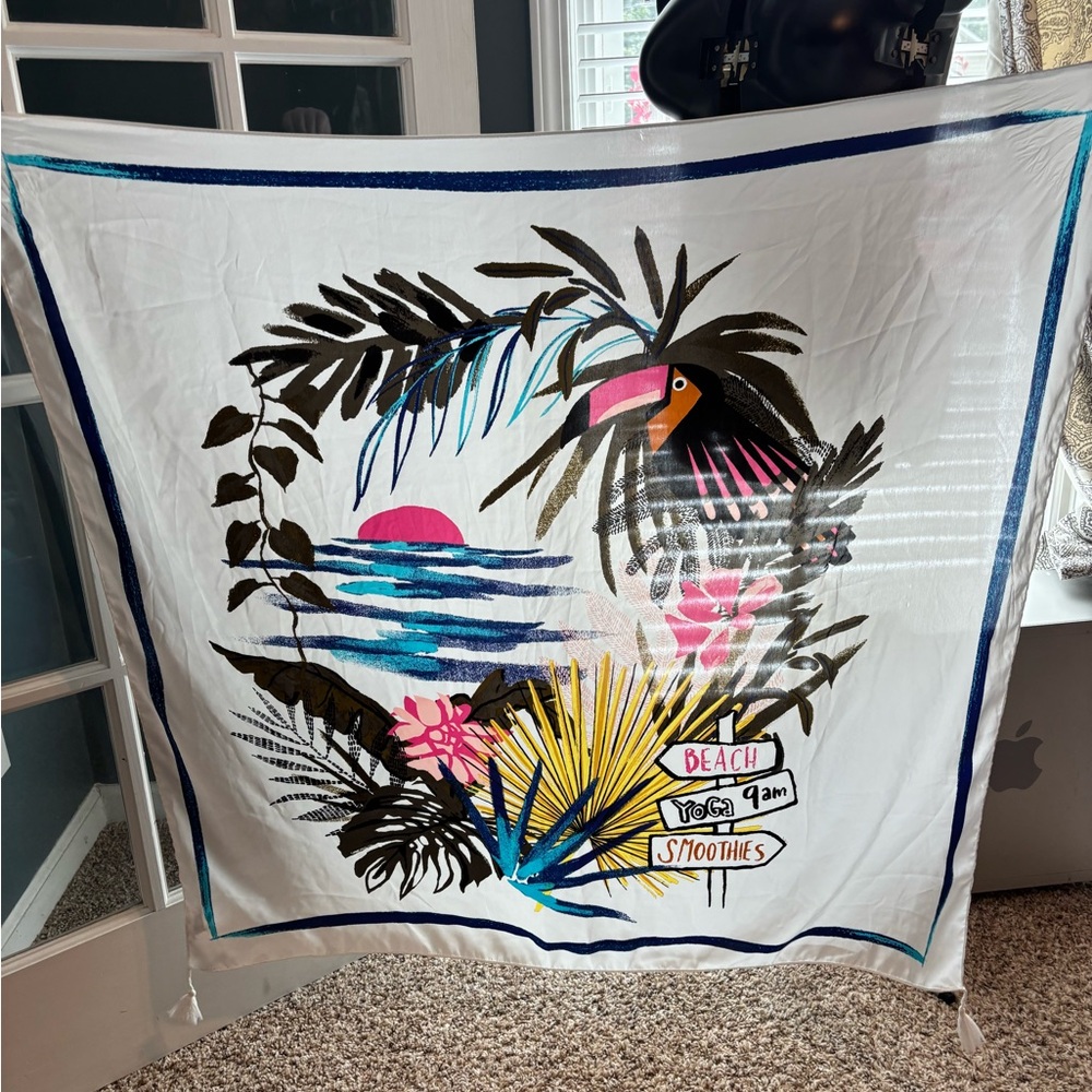 Beautiful summer print scarf with tassel accents